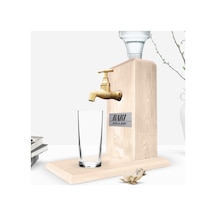 Custom Wooden Natural Rakı Stand With Tap - Wood