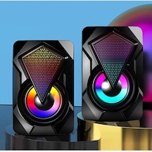 Moonshop Bilgisayar Hoparlörü Led Işıklı Rgb Laptop Pc Uyumlu 1+1