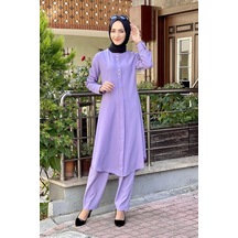 Moda Çizgi Tesettür Takım 42 Lila