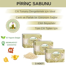Organicsun Doğal Pirinç Sabunu 140 Gr X 3 Adet Tüm Cilt Tipleri İçin Beyazlatıcı Etkili