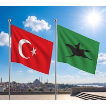 Avar İmparatorluğu Bayrağı Ve Alpaka Kumaş Türk Bayrağı 2'li Set 70x105cm Diğer