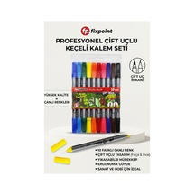Çift Uçlu 10 Lu İnce Ve Kalın Uçlu Keçeli Kalem 1 Paket Fixpoint P-5402 10 Renk Keçe Uçlu Kalem Renkli İşaretleme Yazı