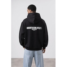 Respire Erkek Absofuckinlutely Baskılı Oversize Hoodie Siyah