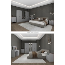 Asra Trend Yatak Odası Takımı 5 Parça %100 Mdf Gardırop Şifonyer Makyaj Masası Komodin Ytk01