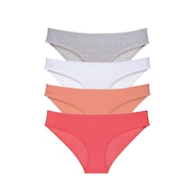 4 adet Süper Eko Set Likralı Kadın Slip Külot Gri Beyaz Pudra Fuşya