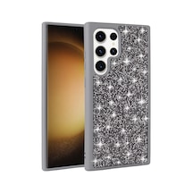 Galaxy Uyumlu S25 Ultra Kılıf Simli Pırlanta Taşlı Kamera Yükseltili Silikon Pazarplus Gri