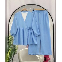 Lovie Moda Kadın Trend Viskon İkili Takım - Mavi