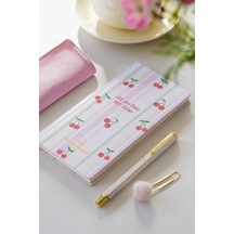 Tr 2027 Yılı Keten Haftalık Planlayıcı Kareli Cep Ajandası 9x18 Cm Kiraz Genel
