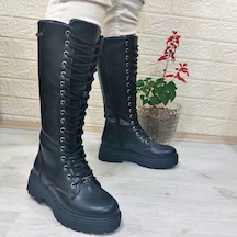 Pierre Cardin 52444 Siyah Fermuarlı Bağacaklı 41cm Bayan Çizme 001