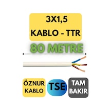 Öznur 3x1,5 Ttr Kablo Metre Seçenekli Beyaz - 80 Metre