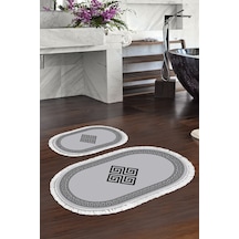 Eko Trend Djt 2 Li Yıkanabilir Kaymaz Taban Oval Banyo Paspas Klozet Takımı 656m Modern Gold 60 X 100 - 50 X 60 gri