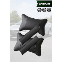 Ecosport Uyumlu Set Lüks Siyah Deri Yastık Deri Kemer Koruyucu
