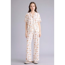 Defacto Softshell Ayıcıklı Pijama Takımı Üst Alt G7965ax26sper98 Ekru-er98