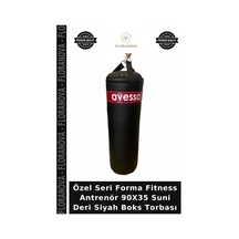 Özel Seri Fitness Antrenör 90x35 Suni Deri Siyah Boks Torbası