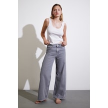 Never More Yüksek Bel Wide Leg Jean Füme