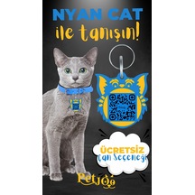 Petjoo 2.Nyan Cat Sarı-Mavi Qr'lı Kedi Künyesi