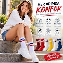 Çorap Giyim Unisex Renkli Çorap Çizgili 6'lı Set Uzun Soket Günlük Spor Kolej Stil Rahat Şık Kadın Erkek Çorabı Çok Renkli