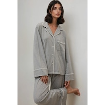 Hiccup Yumuşak Pamuklu Örme Pijama Takımı Açık Gri