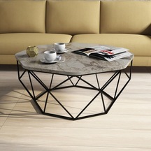 Variant Diamond Metal Orta Sehpa - Beyaz Mermer