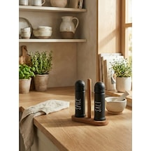 Leelahome Ahşap Standlı Tuzluk 122 Ml - Siyah Siyah