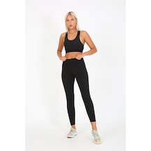 AuraFit ART-4102 Yüksek Bel Fitilli Toparlayıcı İnterlok Beli Kal Siyah