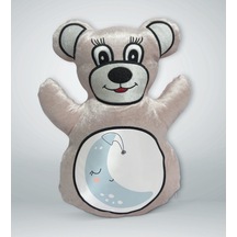 Bk Gift Sevimli Ay-2 Tasarımlı Ayıcık Yastık Krem