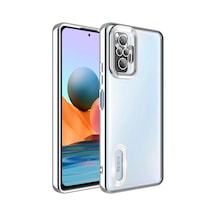 Zore Redmi Note 10 Pro Kılıf Kamera Korumalı Logo Gösteren Nvth Omega Kapak - Gümüş