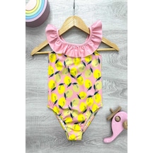 My Kids Wear Çapraz Fırfır Askılı Kız Çocuk Mayo Lacivert - Çok Renkli