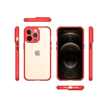 Apple İphone 13 Pro Kılıf Miami Şeffaf Silikon - Kırmızı 0.2M-Çok Renkli