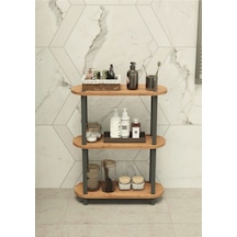 Soft 3 Katlı Banyo Düzenleyici Çok Raflı Banyo Organizeri Çok Amaçlı Banyo Düzenleyici - Meşe Kahverengi