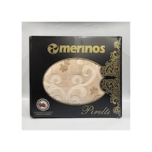 Pırıltı Embos Çift Kişilik Battaniye - Bej Gold Işlemeli Bej