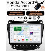Honda Accord 2003-2008 Android 14 Navigasyon Multimedya Tesla Ekran Android Teyp Double Teyp 8gb Ram 128gb Hafıza Kablosuz Carplay Android Auto 10.2"