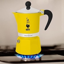 -: 3 Cups Ocak Üstü Espresso Pişirici - 130ml - Sarı Renk - Alüminyum Gövde - Patentli Güvenlik Valfi - Tüm Ocak Türleri İçin Uygundur İndüksiyon Hariç Aeropress