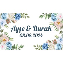Şık Yaprak Çelengi Etiketi Kına Nişan Düğün 3x3 Cm Özel Etiket / 50 Adet Sticker Beyaz