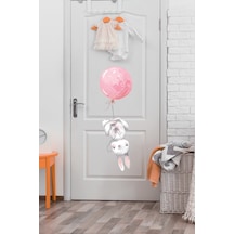 Pembe Tavşan Kapı Dolap Duvar Sticker Seti