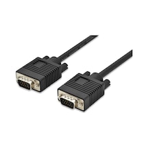 Vga Monitör Kablosu, Dsub 15 Erkek Dsub 15 Erkek, 5 Metre, Cu, 3coax/7c, Awg28, 2x Ferrite Filtreli, Ul, Siyah Renk-19225