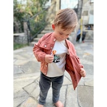 4-5-6 Yaş Kot Pantolonlu Nubukceketli Uzun Kollu Penye Sweat 3lü Erkek Çocuk Takımı Kiremit Kiremit