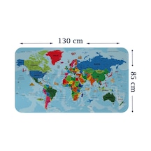 Türkçe Eğitici Ülke Ve Başkent Okyanus Detaylı Atlası Dünya Haritası Duvar Sticker -85x130-3866 Çok Renkli