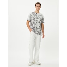 Koton Bisiklet Yaka Tişört Batik Görünümlü Kısa Kollu Pamuklu Gri Desenli 4Wam10305Hk 4Wam10305Hk0D4 Gri