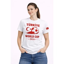 Parla Kadın Türkiye World Cup 2026 Baskılı Tişört Futbol Temalı Forma T-shirt - Beyaz