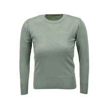 Kadın Sıfır Yaka Spor Kazak Bgl-st04085 ELMA YEŞİLİ Yeşil