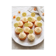 Limon Sarı Simli Cupcake Kürdanı Doğum Günü Parti Ve Pasta Süsü 10 Lu 5cm