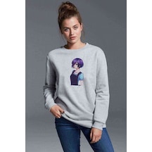Anime Tokyo Ghoul Anteiku Baskılı Gri Kadın Sweatshirt (534613149)