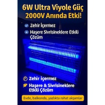 Elektrikli Ultraviyole 2 Mor Led Işıklı Metal Askı Aparatlı 6w 2000v Uv Sinek Haşere Öldürücü Tuzak