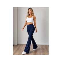 Unika Boutique Kadın Siyah Yüksek Bel Toparlayıcı İspanyol Paça Tayt Spor Tayt Pantolon Lacivert