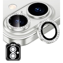 Apple Uyumlu iPhone 16 / 16 Plus İçin Ipg Kamera Lens Koruyucu - Taşlı - Gümüş