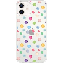 Apple Uyumlu iPhone 12 Mini İle 1mm Slim Fit Water Color 6 Baskılı Şeffaf Kılıf