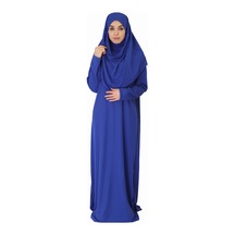 Koyu Mavi Fermuarsız Namaz Elbisesi Koyu Mavi