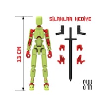 Robot 13 Dummy Fıstık Yeşil Kırmızı Tüm Eklemleri Hareketli Aksiyon Figürü Oyuncak