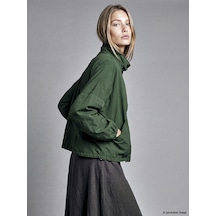 Lcw Vision Yeşil Dik Yaka Oversize Kadın Mont